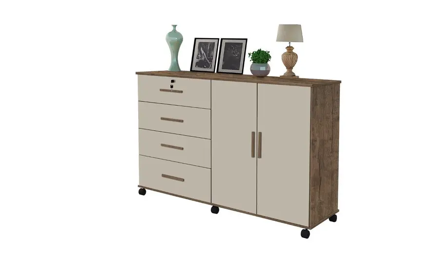 Cômoda Sapateira São Miguel Bronze -Canela/Off White